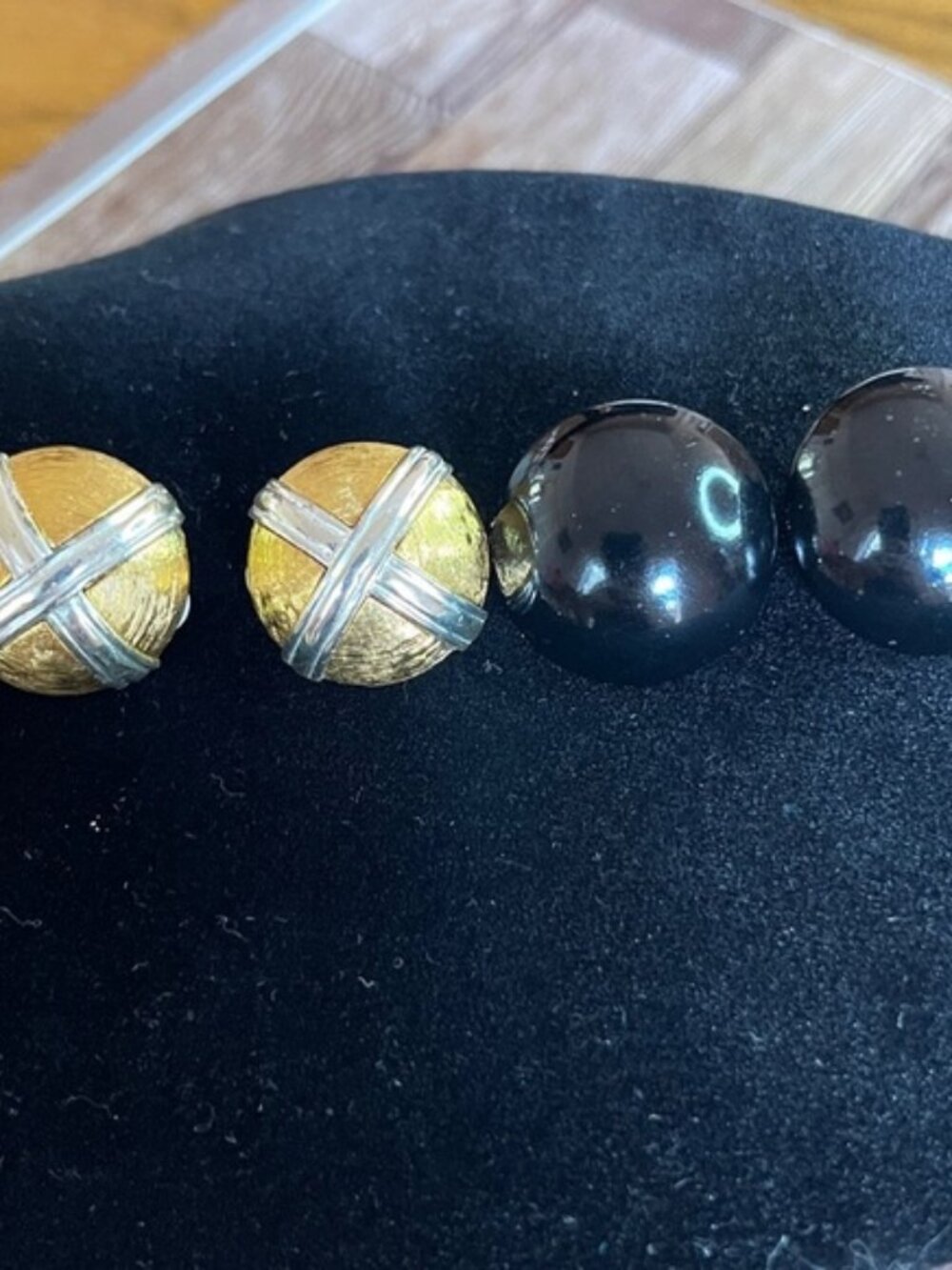 Gold and Black Button Earrings